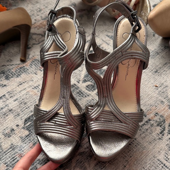 Jessica Simpson Metallic Strappy Heels - Picture 1 of 3